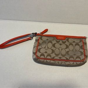 Authentic Coach Orange Jacquard Clutch Wristlet